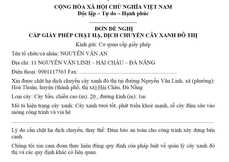 dịch vụ xin giấy phép chặt hạ - cắt tỉa - di chuyển cây xanh tại Đà Nẵng
