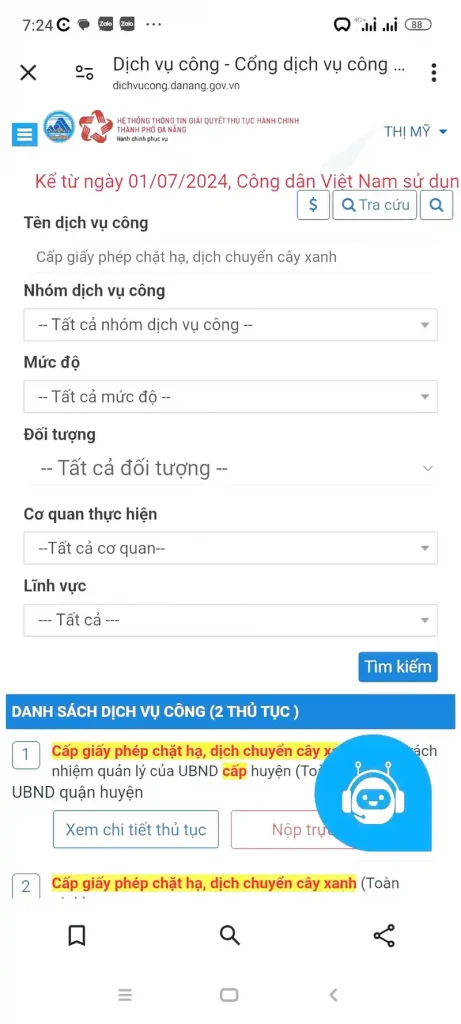 giấy phép chặt cây - di dời cây xanh - cắt tỉa cây của thành phố
