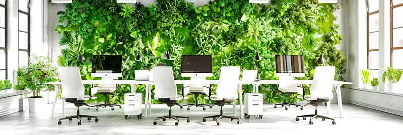 Vườn tường cây đứng trong văn phòng